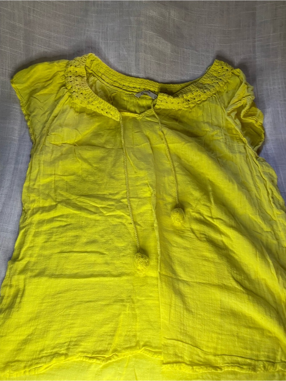 Old Navy Sunny Yellow Crochet-Trim Peasant Top